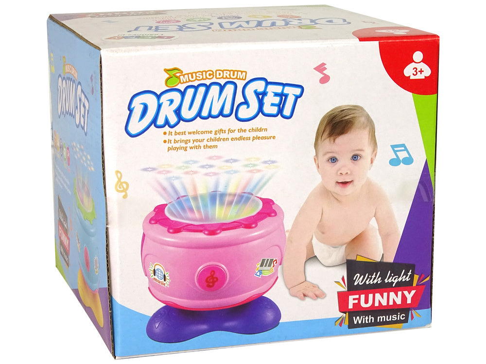Interaktivní hrající bubínek pro batolata s melodiemi růžový