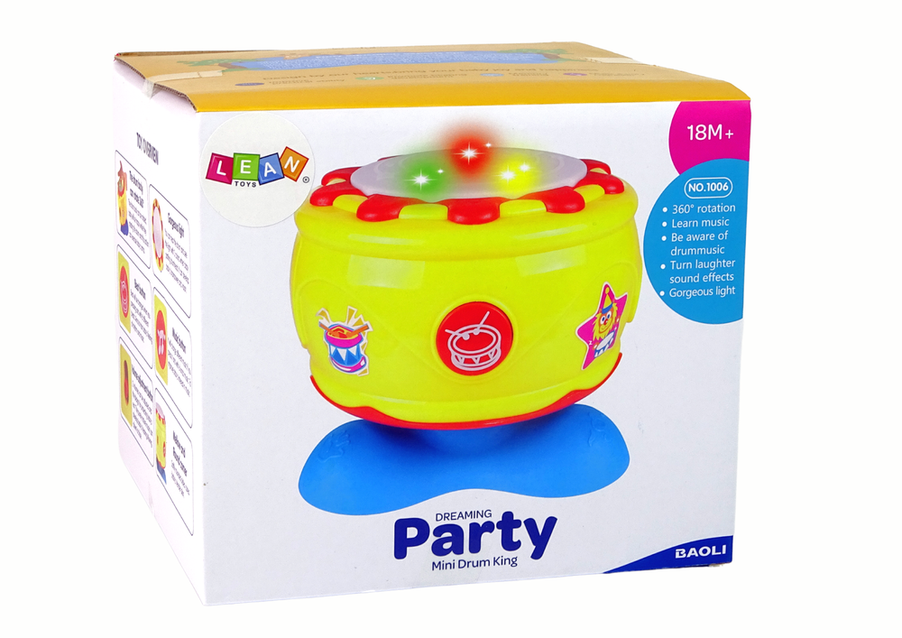 Interaktivní hudební bubínek se světýlky 19 cm na baterie
