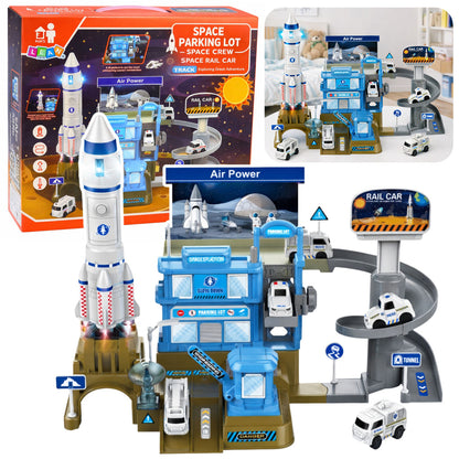 Interaktivní kosmická stanice s raketou, světly a zvuky