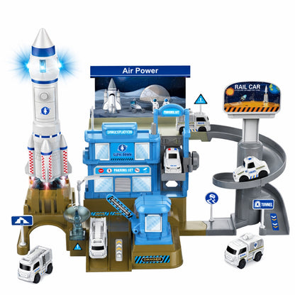 Interaktivní kosmická stanice s raketou, světly a zvuky