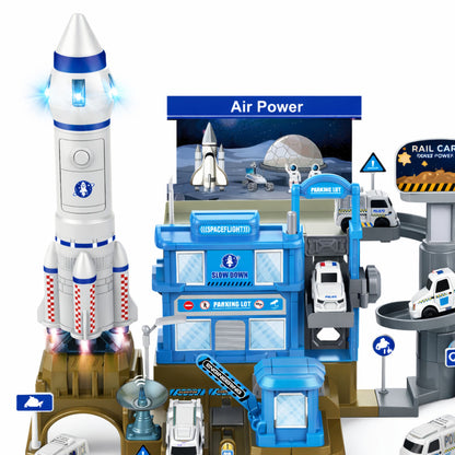 Interaktivní kosmická stanice s raketou, světly a zvuky
