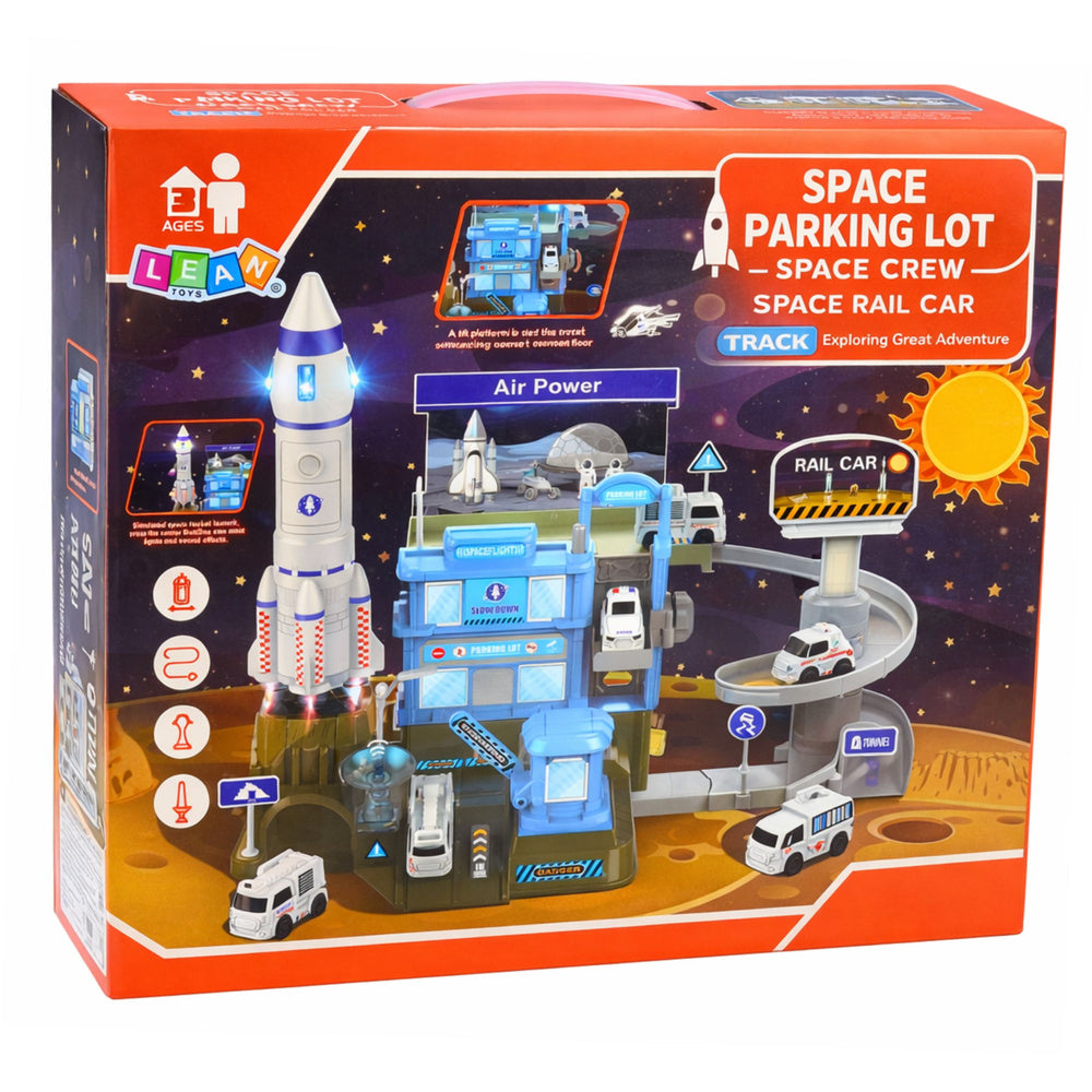 Interaktivní kosmická stanice s raketou, světly a zvuky