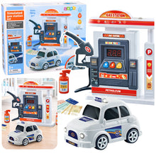 Interaktivní policejní auto se čerpací stanicí – světla, zvuky, dým