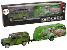 Jeep s přívěsem na natahování – s dinosaury a kartami