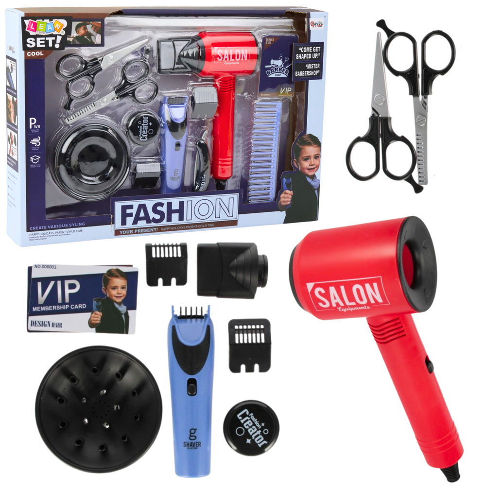 Kadeřnický set pro chlapce – se sušičem a strojkem
