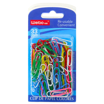 Kancelářské sponky barevné 33mm – 90ks mix barev