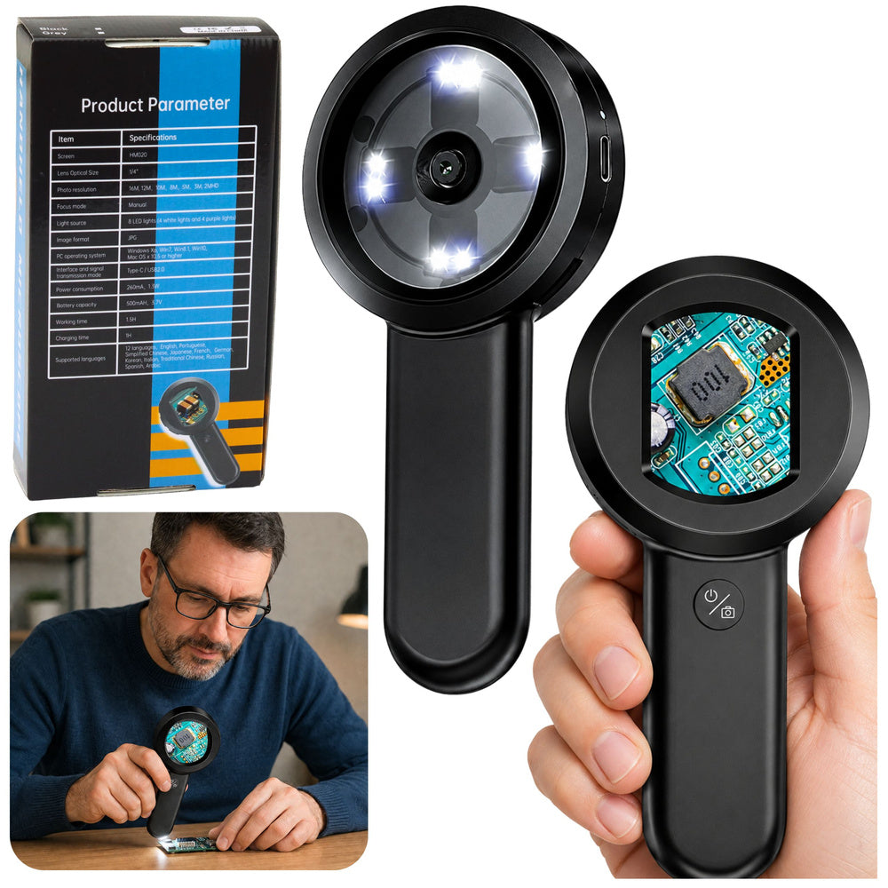 Kapesní digitální mikroskop s kamerou HD a 100x zvětšením