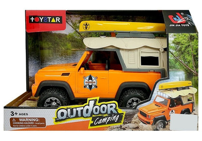 Kempingový jeep se zvuky a světly kajak s pádly oranžový