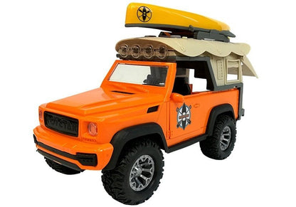 Kempingový jeep se zvuky a světly kajak s pádly oranžový