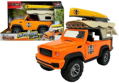 Kempingový jeep se zvuky a světly kajak s pádly oranžový