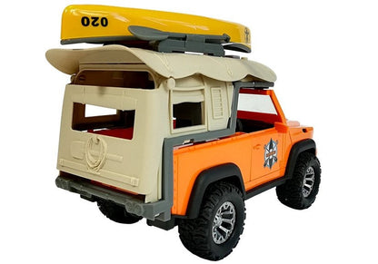 Kempingový jeep se zvuky a světly kajak s pádly oranžový