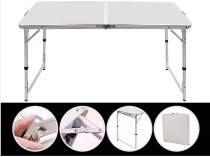 Kempingový stůl skládací hliníkový – 120x60cm bílý