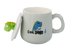Keramický hrnek s dinosaurem – s víčkem 350ml | modrý