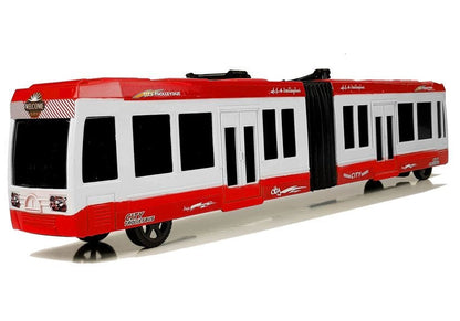 Kloubový autobus s frikčním pohonem červený