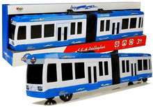 Kloubový autobus s frikčním pohonem modrý