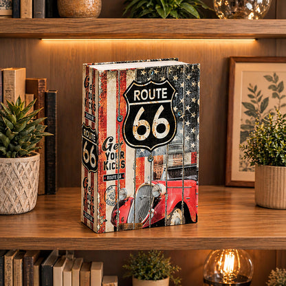 Kniha sejf s klíčem na peníze Route 66 – velká pokladnička