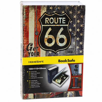Kniha sejf s klíčem na peníze Route 66 – velká pokladnička