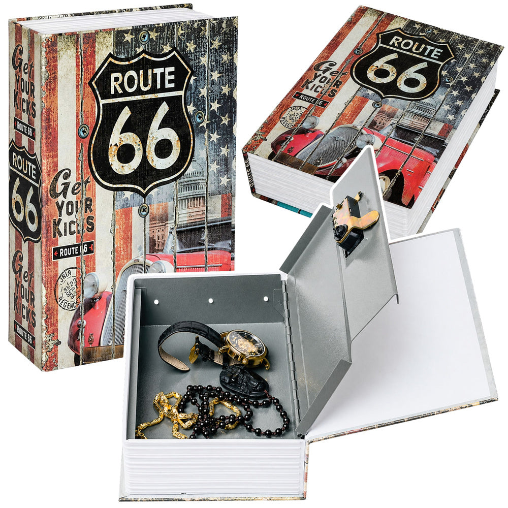 Kniha trezor s klíčem - malá pokladnička Route 66