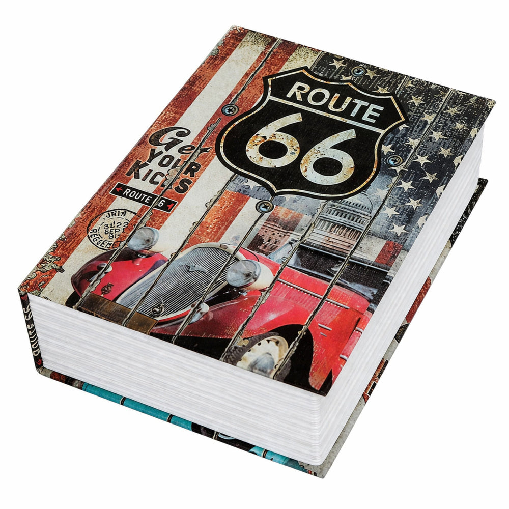 Kniha trezor s klíčem - malá pokladnička Route 66