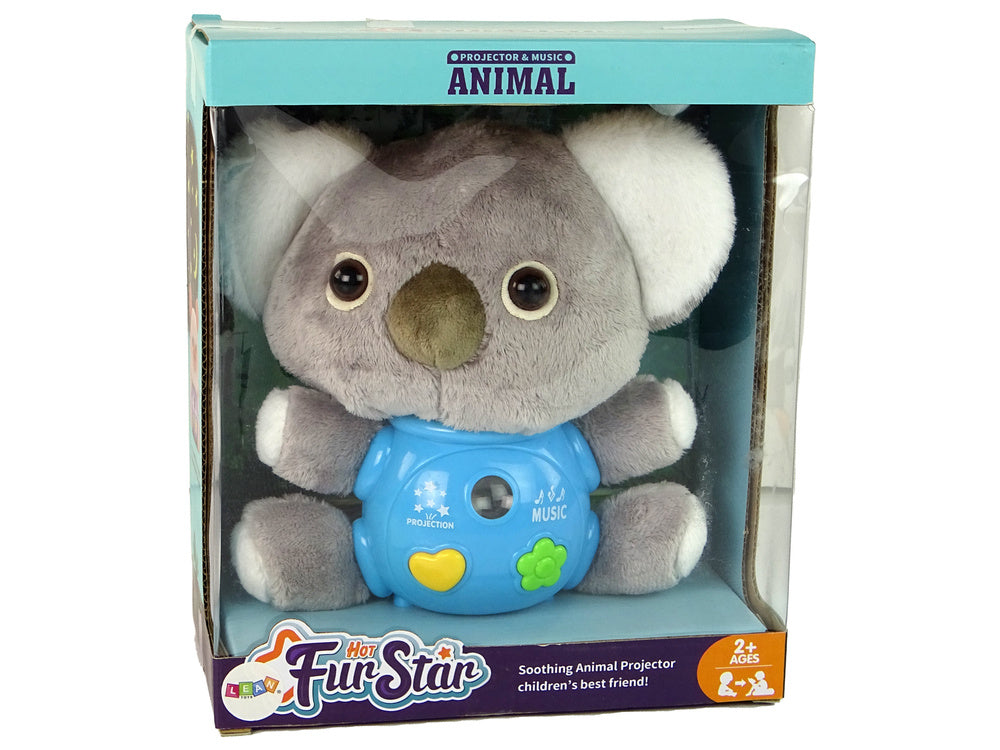 Koala projektor s melodiemi a hvězdičkami – šedá