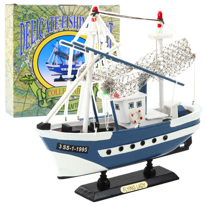 Kolekcjonerski model rybářského kutra Flying Lady – modrý