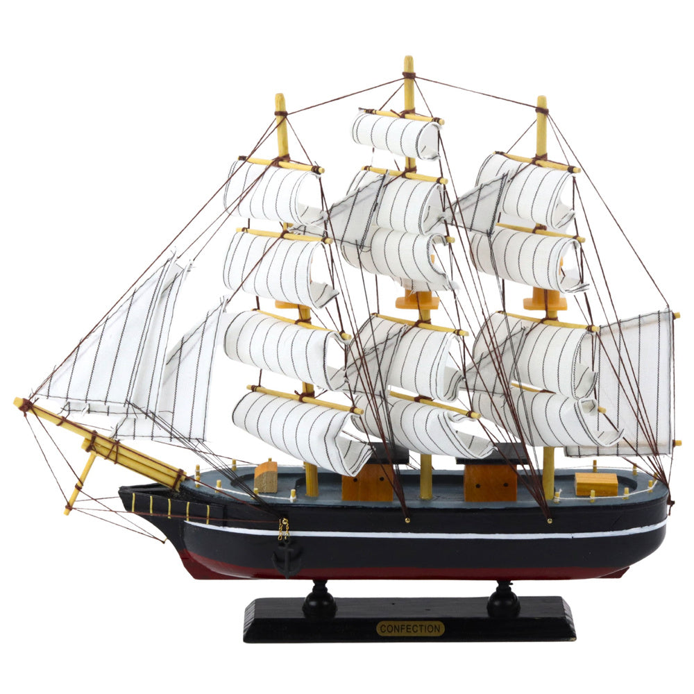 Kolekcjonerski model trojstěžníku – s plachtami 39cm | černý