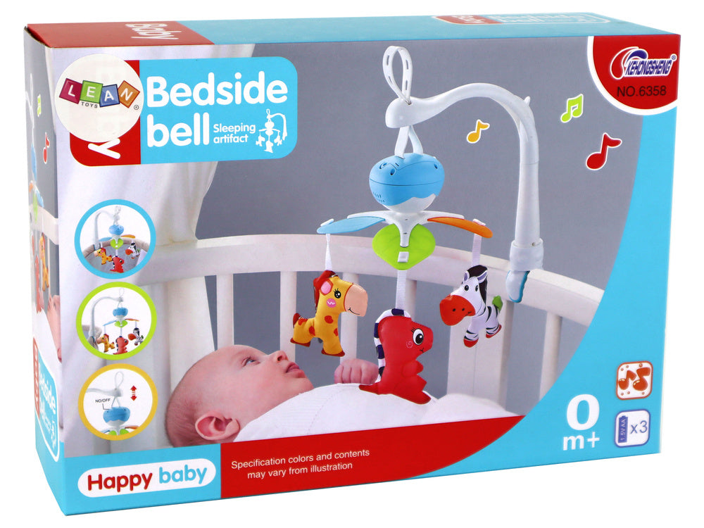Kolotoč nad postýlku na baterie – se zvuky a 3 plyšáky | modrý