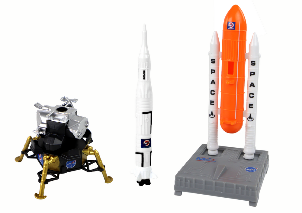 Kosmická sada figurek s vesmírnou lodí a raketami 8 dílů