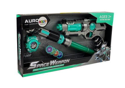 Kosmická zbraň set s laserovým mečem a pistolí se zvuky