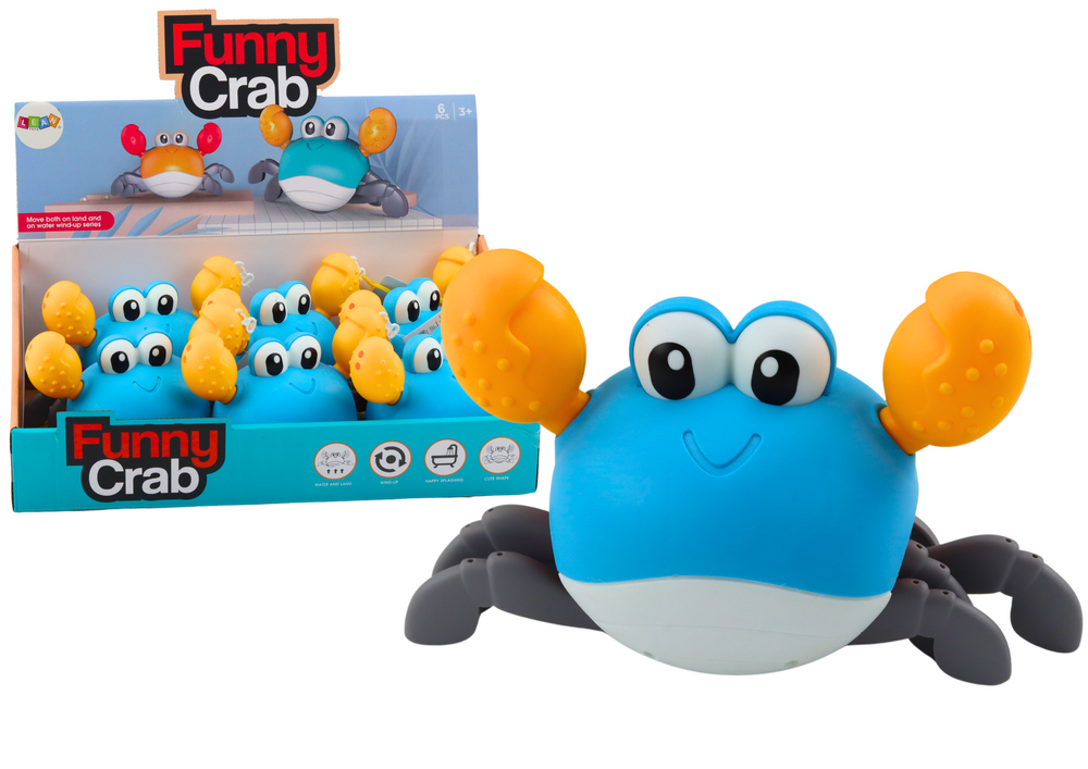Koupelová hračka nakrucovací krab chodí a plave modrý