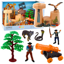 Kovbojský set figurky Divoký západ – s lodí a dělem