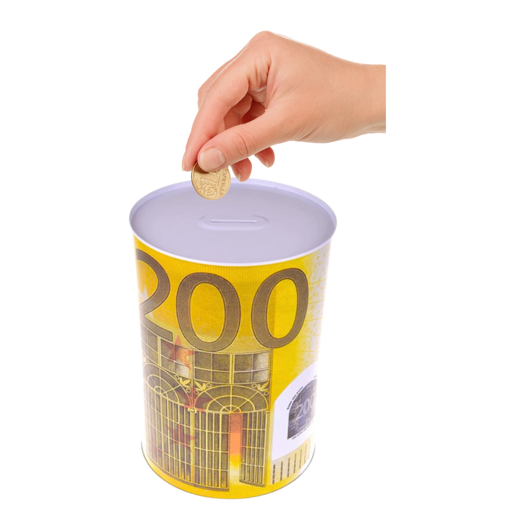 Kovová pokladnička 200 Euro – plechovka 16,5 x 12 cm