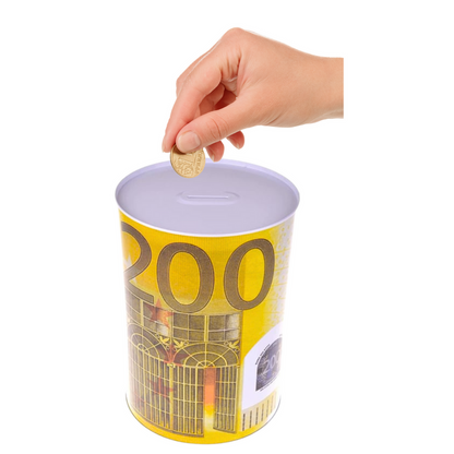 Kovová pokladnička 200 Euro – plechovka 16,5 x 12 cm