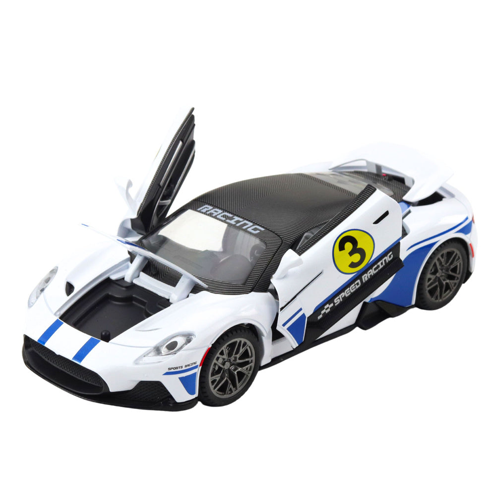Kovové sportovní auto 1:22 – se světly a zvuky | bílé