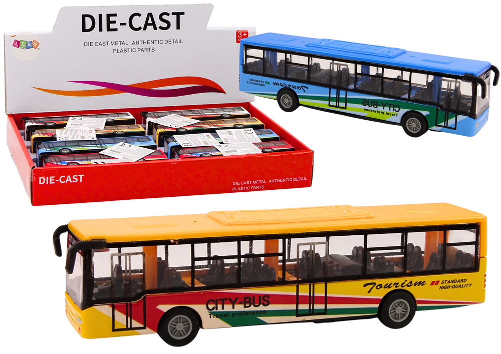 Kovový autobus s frikčním pohonem 15cm – městský model