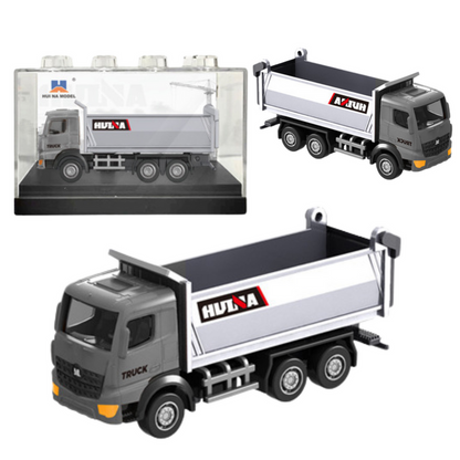 Kovový model sklápěče 1:80 – sběratelský Huina | stříbrný
