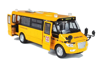 Kovový školní autobus s natahováním a zvuky