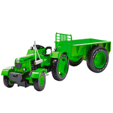 Kovový traktor s přívěsem 1:18 pohyblivé kola zelený