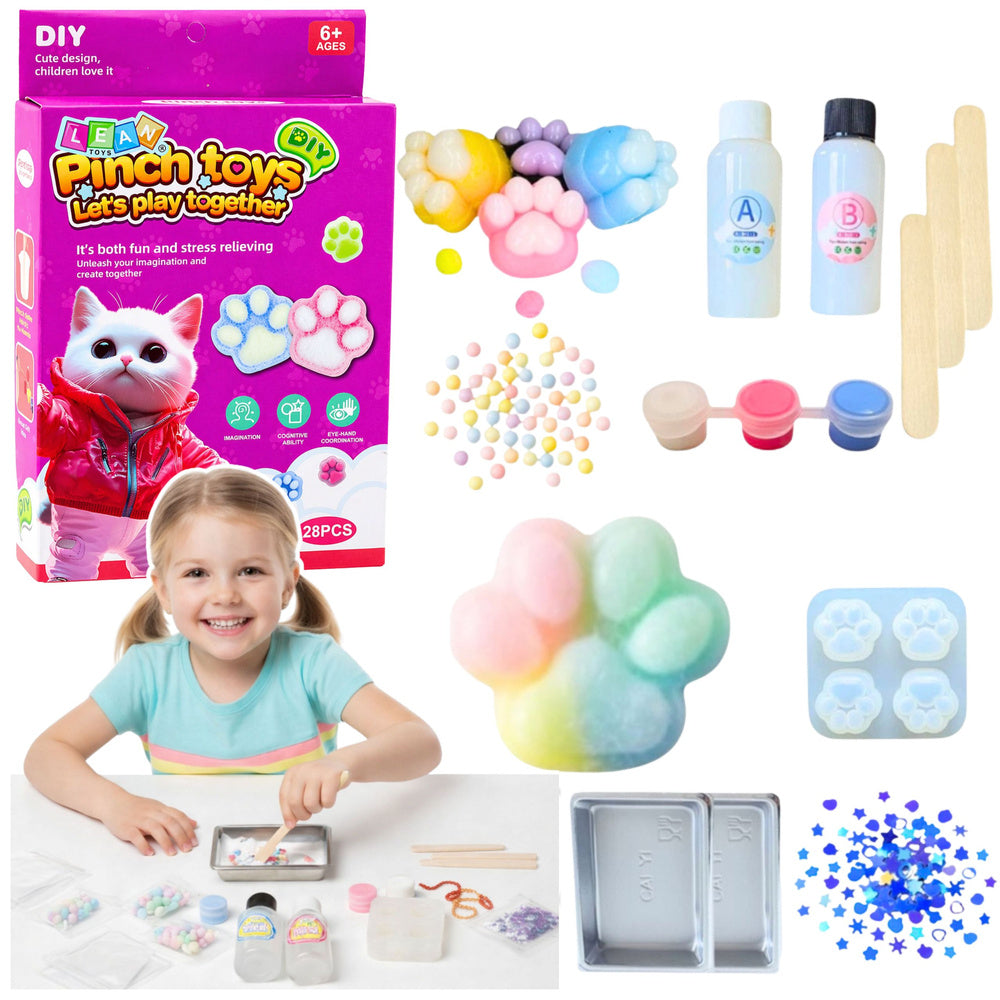 Kreativní DIY sada na výrobu squishies - Koťátková Tlapka 28 ks