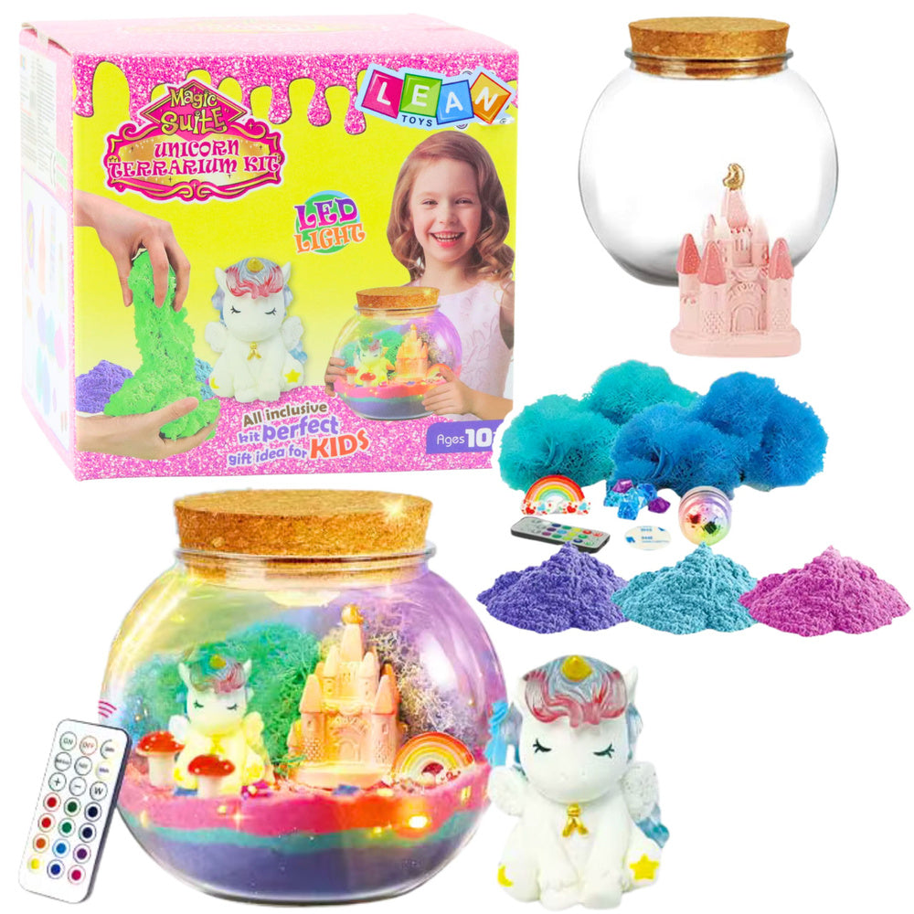 Kreativní DIY terrarium s jednorožcem a LED lampičkou s dálkovým ovládáním