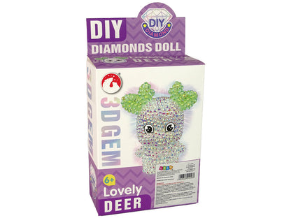 Kreativní sada diamantový sob – 3D brelok s krystalky | bílý