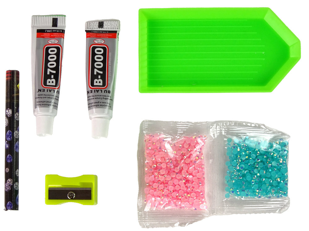 Kreativní sada diamantový sob 3D – přívěsek s krystalky růžový