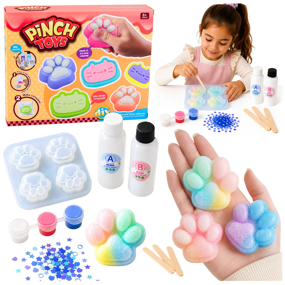 Kreativní sada DIY na výrobu gniotek Kočičí tlapka 44 dílů