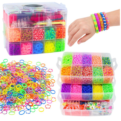 Kreativní sada gumiček na výrobu náramků DIY s kufrem 15000 ks