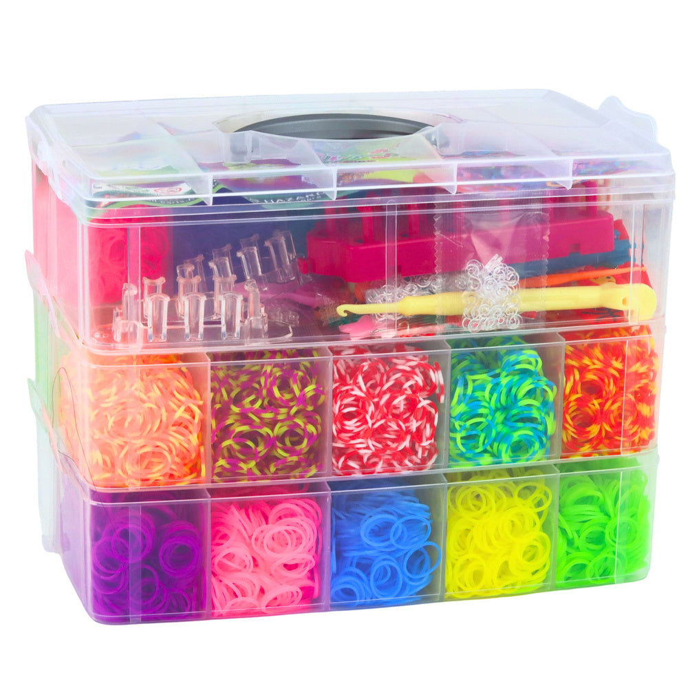 Kreativní sada gumiček na výrobu náramků DIY s kufrem 15000 ks