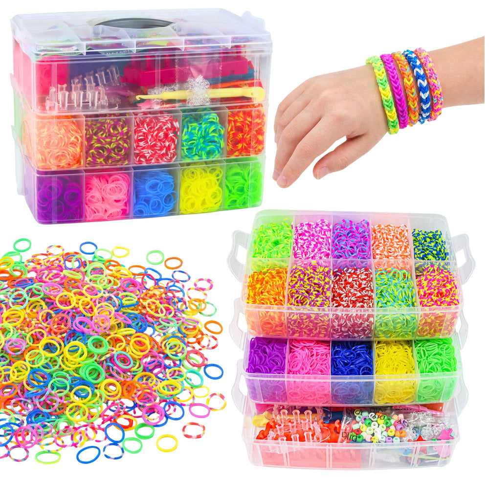Kreativní sada gumiček na výrobu náramků DIY s kufrem 15000 ks