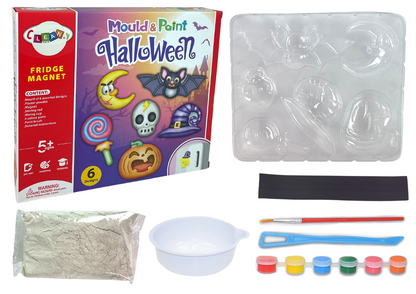 Kreativní sada na výrobu halloweenských magnetů z sádry s barvami
