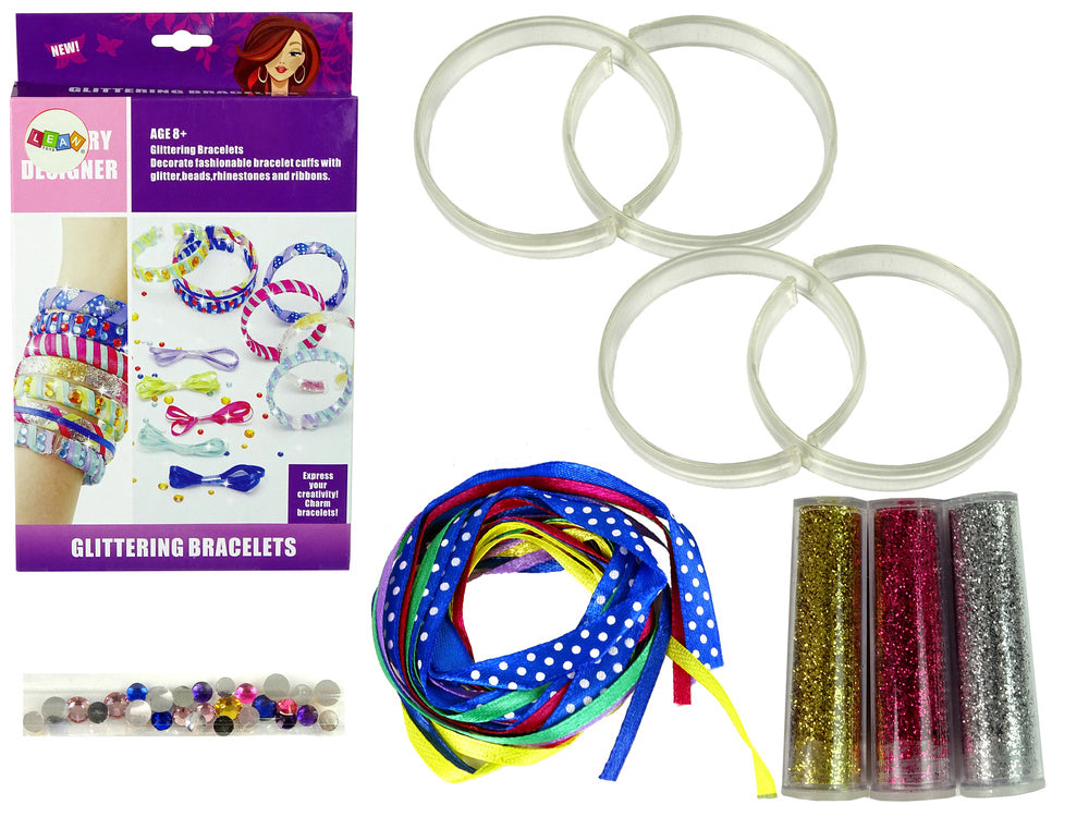 Kreativní sada na výrobu náramků s glitry a stužkami DIY