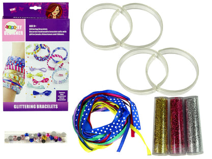 Kreativní sada na výrobu náramků s glitry a stužkami DIY