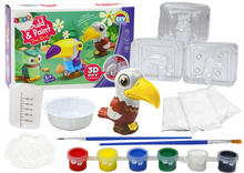 Kreativní sada na výrobu ptáků 3D – sádra barvy štětce